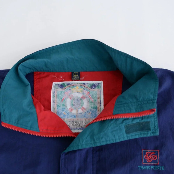 VTG 90S Gear For Sports Navy Green Half Zip Pullover Nautical Windbreaker Jacket - Picture 9 of 10